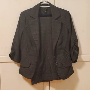 Blazer & pant suit set Grey plaid w ruched details